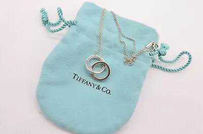£152.57 • Buy Tiffany & Co. 1837 Interlocking Circles Pendant Necklace Sterling Silver W/Pouch