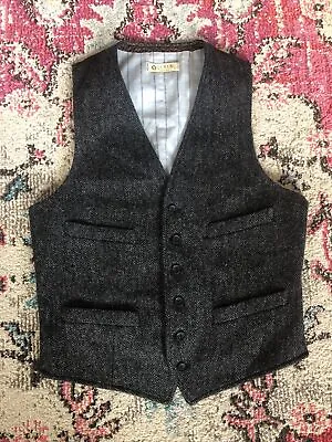 J. Crew Vest Sz S Gray Herringbone Tweed British Moon Cloth Academia Classic BC • $45.99