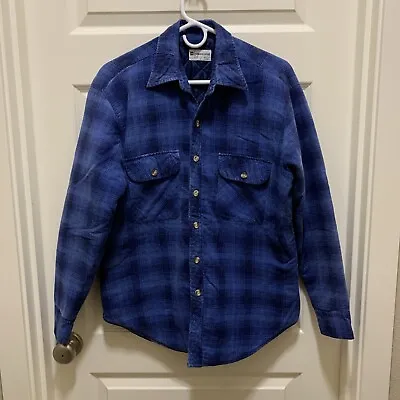 Vintage Cumberland Quilt Lined Jacket Shirt Mens Sz Medium Work Blue Plaid • $21.54