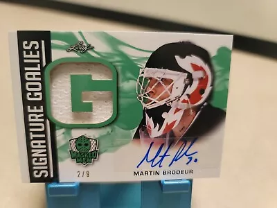 2017-18 Leaf Masked Men Signature Goalies Emerald /9 Martin Brodeur Auto Patch • $118.80