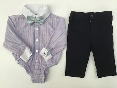 £5.50 • Buy Baby Boy 3-6 Mth Andy & Evan Little Gentlemen Shirt Tie Bodysuit & Trousers VGC