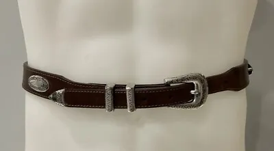 Nocona Belt Co. Mens Sz 40 Brown Leather Belt Silver Oval Concho N2476602 • $14.99