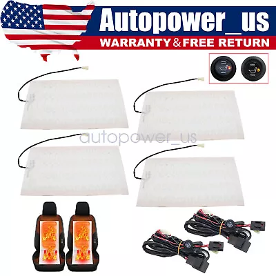 2Seat 12V Universal Carbon Fiber Car Heated Seat Heater Kit With Round Switch • $38.49