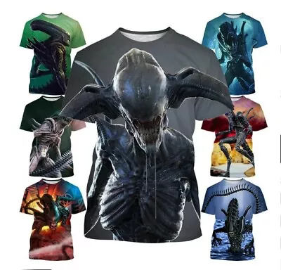 Cartoon Xenomorph Alien 3D Print Women Men Short Sleeve T-shirt Tops Casual • $17.56