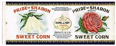 Original Vintage Can Label C1920 Pride Of Sharon Rose Maryland Pennsylvania • $7.95