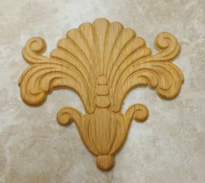 Furniture Unfinished Oak Wood Shell Applique 4  X 2-1/4  • $3.95