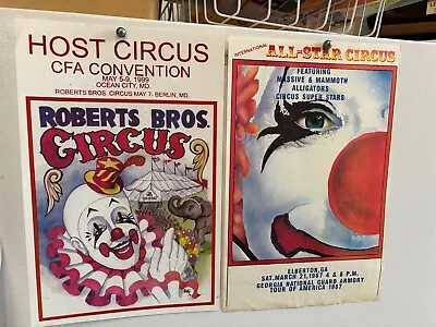 Vintage Two Circus Posters Roberts Bros. And All Star Circus  11 X17  Clown Head • $8.77