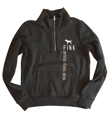 Victoria's Secret PINK Extra Small (XS) Half Zip Sweatshirt Sweater Back Dog NWT • $39.95