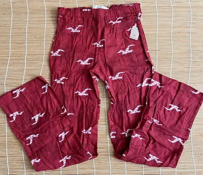 Hollister By Abercrombie & Fitch Pajama Sleep Pant Cardiff Red Sea Gull Large L • £40.48