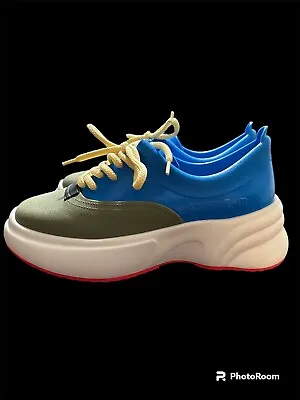 Melissa Ugly Sneaker Shoes Womens Size 5 Platform Rubber Blue White Grey Lace Up • $50