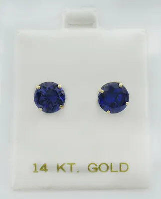 £0.80 • Buy LAB TANZANITE 3.46 Cts STUD EARRINGS 14K GOLD - New With Tag In Box