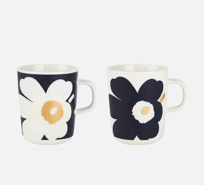 Marimekko Mugs Oiva / Juhla Unikko Mugs Set Of 2 Porcelain... • $68