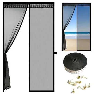Magnetic Mesh Door Magic Protection Curtain Snap Fly Bug Insect Mosquito Screen • £11.90