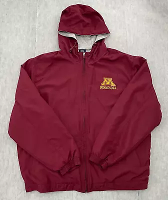 Minnesota Gophers Jacket Adult 2XL Red Full Zip Hooded Lined Stitched Logo Mens • $39.96