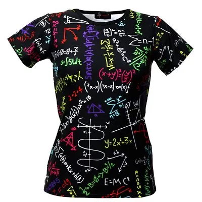 Women's Maths Formulas Blackboard School Print Crew Neck T-Shirt Top Size 8-22 • £19.99