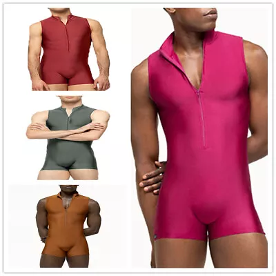 Mens Leotard Athletic Jumpsuit Wrestling Singlet Bodysuit One Piece Activewear • £28.07