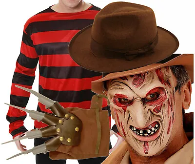 £11.82 • Buy Freddy Burnt Burned Man Halloween Fancy Dress Elm St Jumper Hat Face Mask Glove 