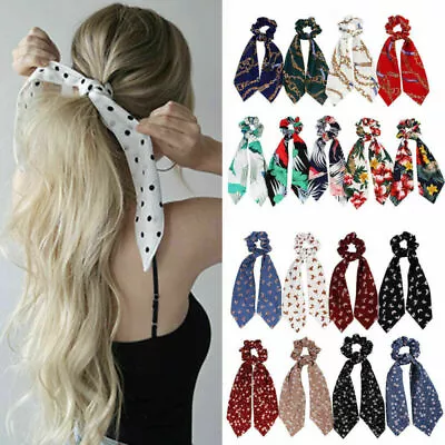 BOHO Printed Hair Scarf Elastic Bow Hair Rope Ties Scrunchies Ribbon Hair Bands • $4.47