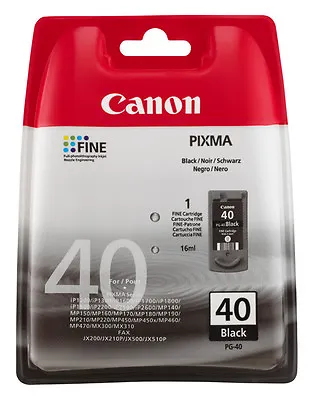 Canon Original PG40 Black Ink Cartridges Pixma IP1900 IP2200 IP2500 IP2600 MX300 • £29.22