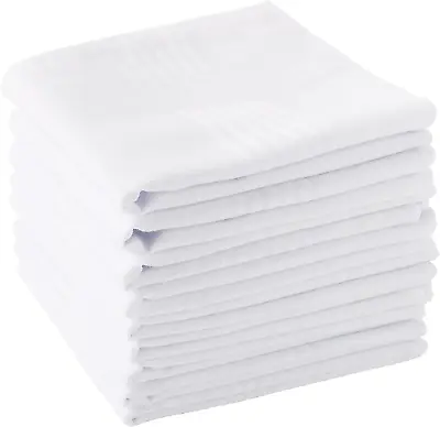 Mens Handkerchiefs 100% Soft Cotton White Hankie Hankerchieves • $12.67