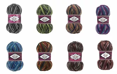 Sock Yarn  Alize Superwash 4ply 100g 75% Wool/25% Nylon Self Patterning /Plain • £7.99