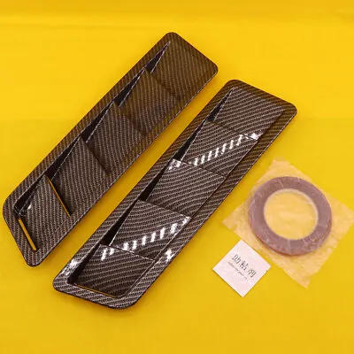 $37.53 • Buy Pair Universal ABS Carbon Fiber Car Bonnet Hood Vent Louver Cooling Panel Trim