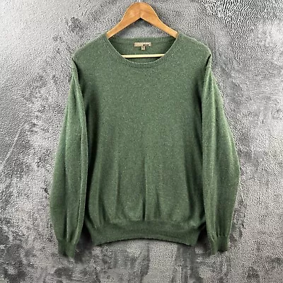 Collection George Mens 100% Cashmere Jumper Large Green Sweater Luxury Pullover • £27.99