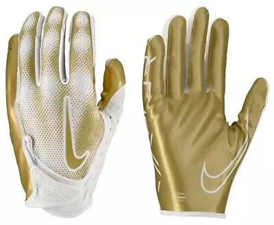 Nike Vapor Jet Metallic 7.0 Men’s Size XL White Gold Performance Football Gloves • $37.99