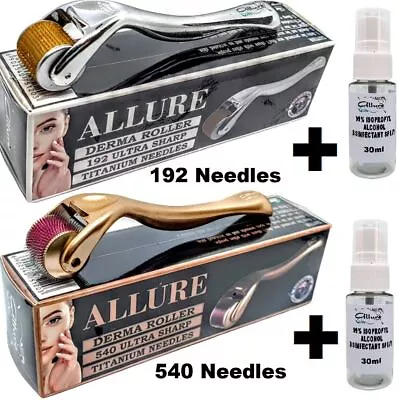 Derma Roller 540 Or 192 Titanium Needles Hair & Skin + Alcohol Sanitiser Spray • $29.95