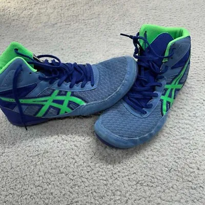 Asics Matflex 6 Wrestling Shoes Mens Size 8 Blue Green Mesh Lace Up High Top • $36.95