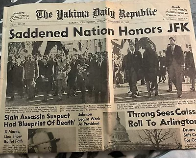 $15 • Buy 1963 Yakima Daily Newspaper LEE HARVEY OSWALD SHOT DEAD- JOHN F KENNEDY ASSASSIN