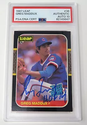 Greg Maddux BRAVES HOF Signed Autograph 1987 Leaf Rookie Card 36 PSA 10 Auto • $249.99