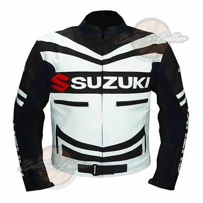 Suzuki 4313 MOTORBIKE Leather Gear. ARMORER Motorcycle COAT Racing MotoGP Jacket • $209.99