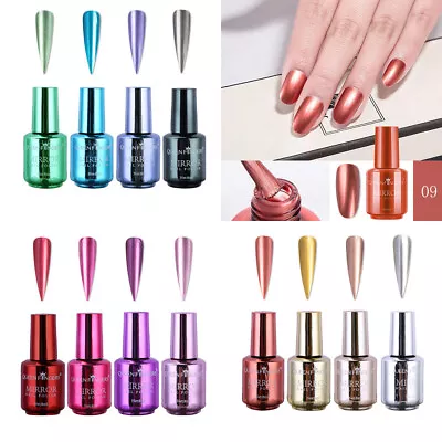 4 Pcs 8ml Plating Metallic Nail Polish Set Magic Semi-Mirror Fingernail Polish • $9.86