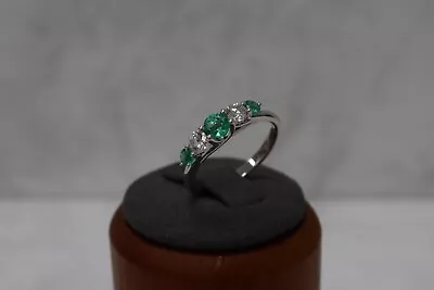 18ct White Gold Emerald And Diamond Ring • £550