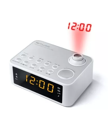 Muse Projection Clock Radio PLL White M-178PW • £28.74