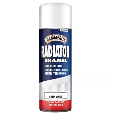 Hammerite Satin White Radiator Hot Water Pipe Heat Resistant Enamel  Paint 400ml • £12.19