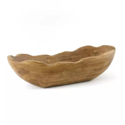 Indoor Carved Mid-Tone Brown Wood Decorative Dough Bowl • $21.99