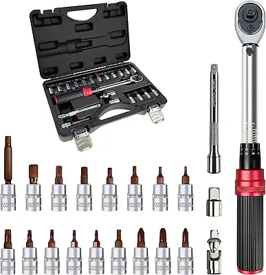 22PCS-Bike Torque Wrench Set1/4Inch Drive Click Torque Screwdriver17.7-194.7In • $38.80