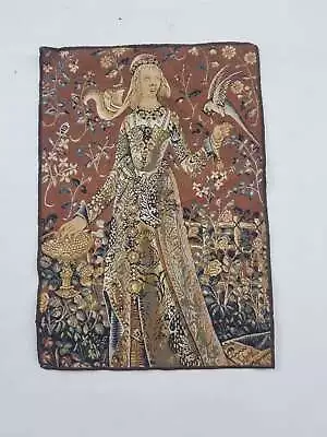 Vintage French Medieval Scene Wall Hanging Tapestry Panel 49x35cm • $82.11