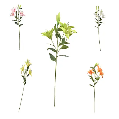 £3.99 • Buy Large Artificial Flower Tiger Lily Stem Silk Flowers Long Spray Bunch Home Decor