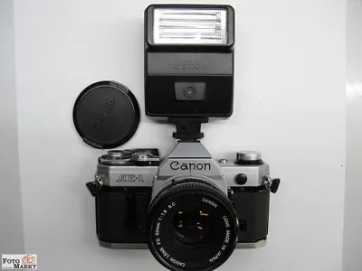 Set: Canon AE-1 SLR Camera With FD 50/1:1.8 Lens + Flash 177A  • £170