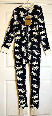 NWT Lazy One Flap Jack L One Piece Pajamas Adult Unisex Blue Don’t Moose With Me • £19.28