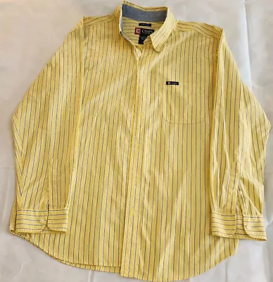 Mens Chap Yellow Strips Button Down Long Sleeve Size Large • $15