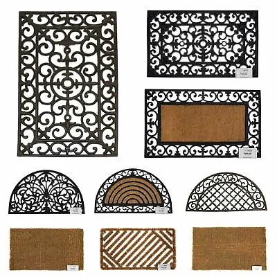 Coir Rubber Door Mat Indoor Outdoor Use Large Wrought Iron Heavy Duty Doormats • £13.99