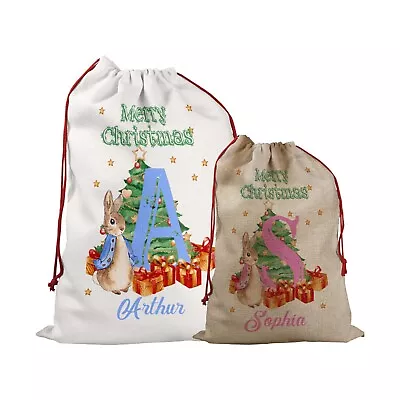 Personalised Childrens Santa Sack Christmas Bag Present Xmas StockingGift Rabbit • £13.99