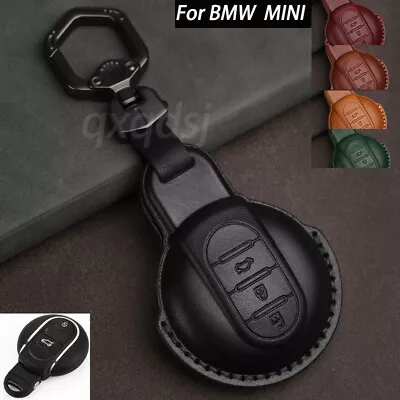 Genuine Leather Car Key Cover Fob Shell Case For BMW MINI Cooper Clubman F54 F56 • $34.60