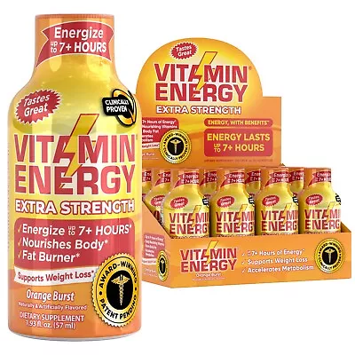 (12 Pack) Vitamin Energy® Extra Strength Orange Energy Shots Clinically Proven • $29.95