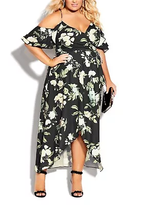 CITY CHIC Tender Floral Black Maxi Dress Plus Size Large / 20 NWT [RRP $179.95] • $55