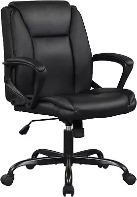 Ergonomic Mid Back Home Office Chair Computer Desk Chair PU Leather Task Chair  • $73.59